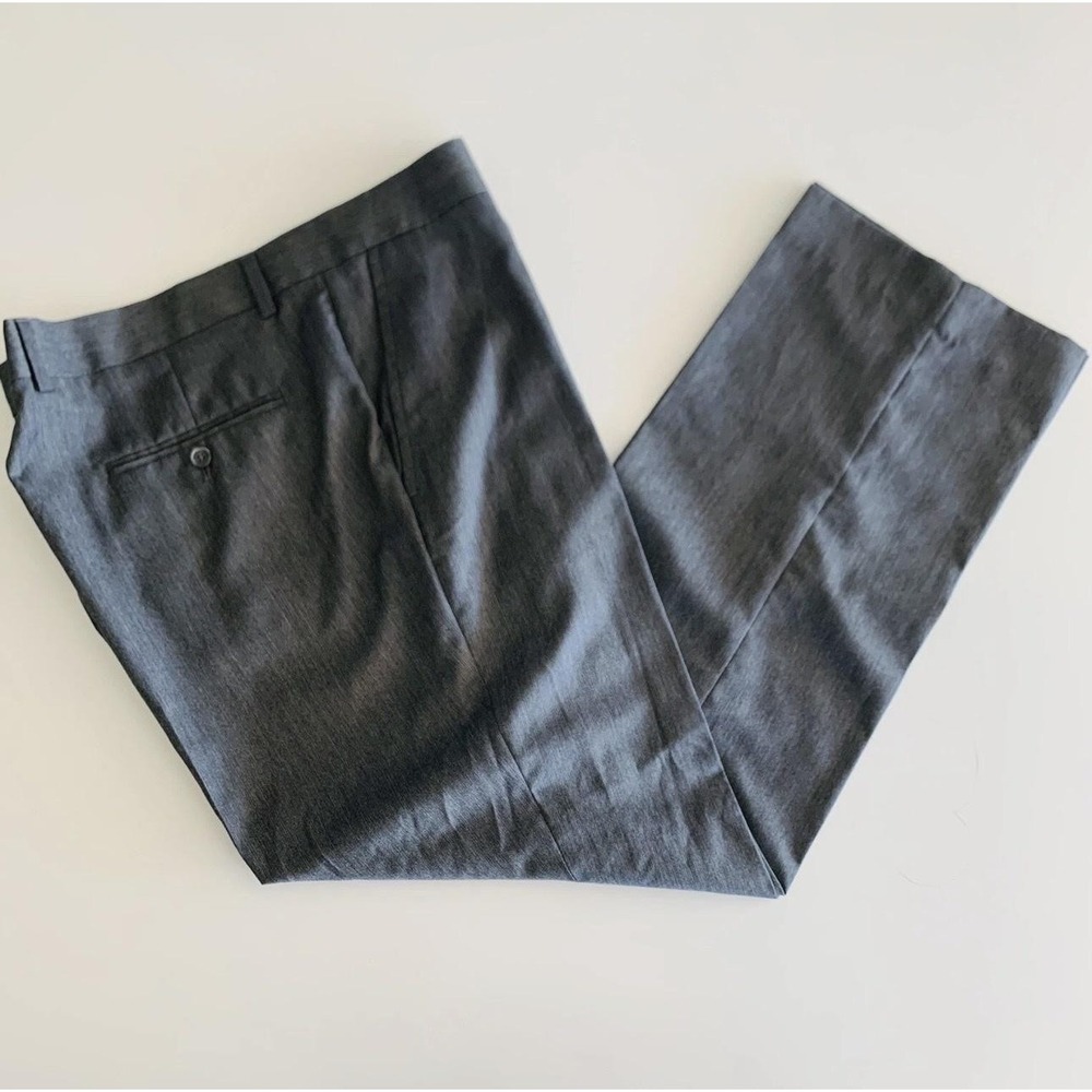 Nautica Dress Pants Mens 38x30 Gray Flat Front Straight Leg Work Office Business